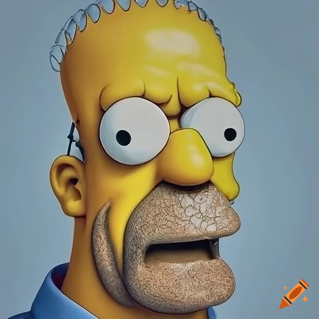 Hyperrealistic depiction of Homer Simpson