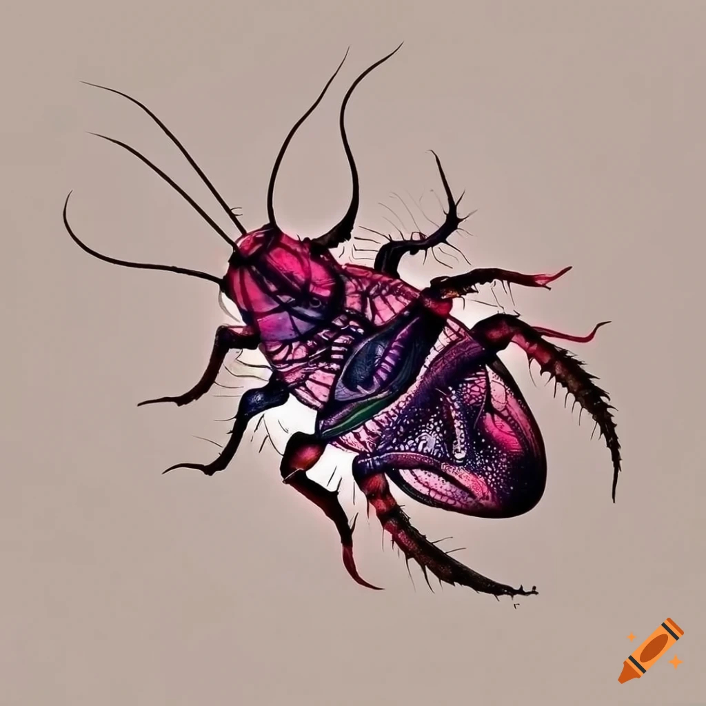 Intricately detailed tribal cockroach in beautiful ink art