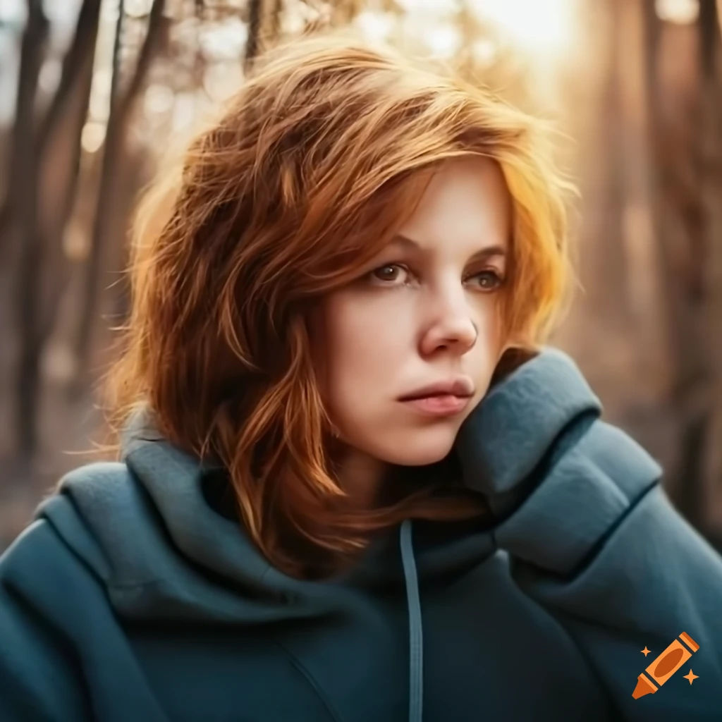 Young woman with wavy hair hiking in the wilderness