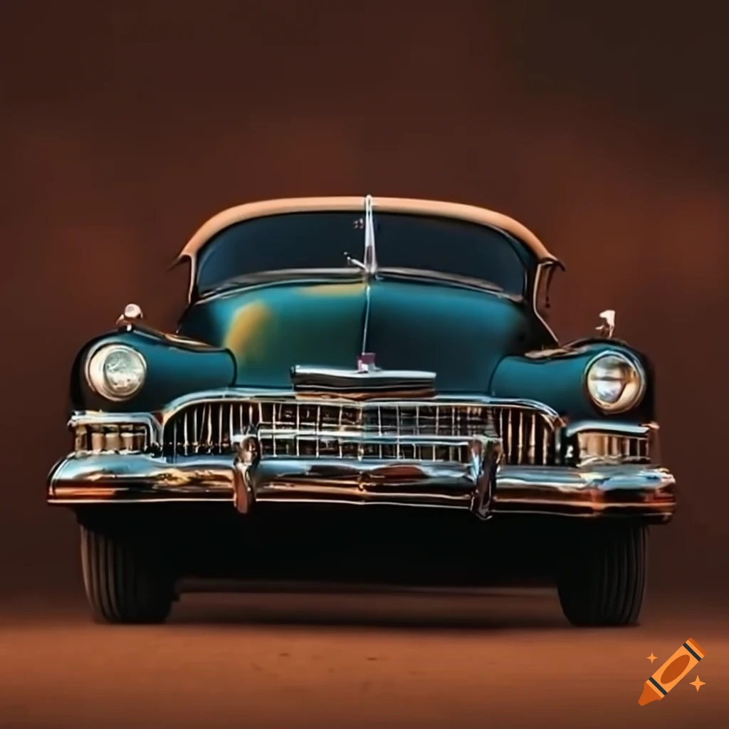 1950 Cadillac driving down a dusty road in film noir art style