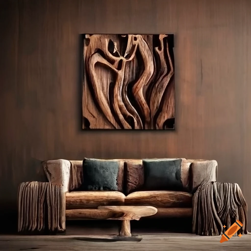Black walnut wall art with tough masculine design on Craiyon