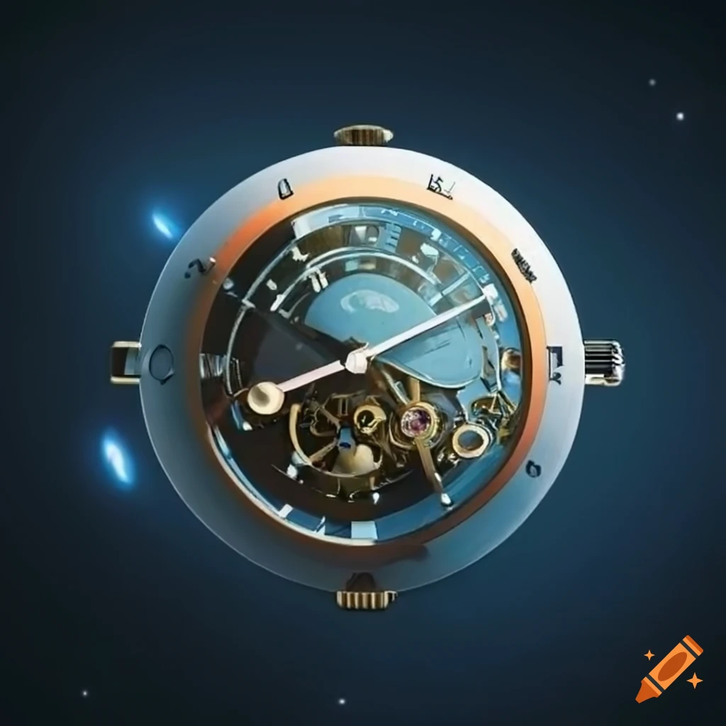 Star Trek UFO saucer designed like a Timex Waterbury watch movement in space