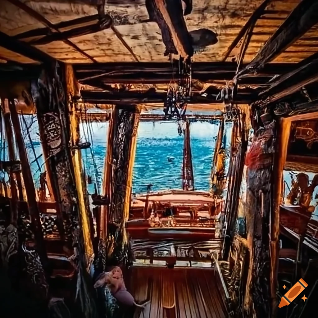View from the deck of a pirate ship on Craiyon
