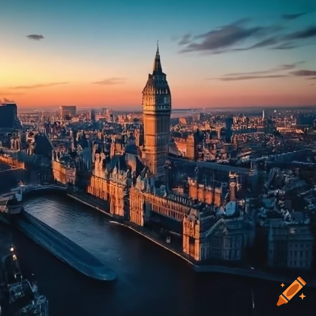 Drone flying above London