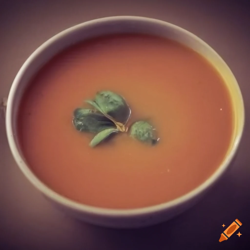 Vintage 1950's tomato soup in rustic sepia tones