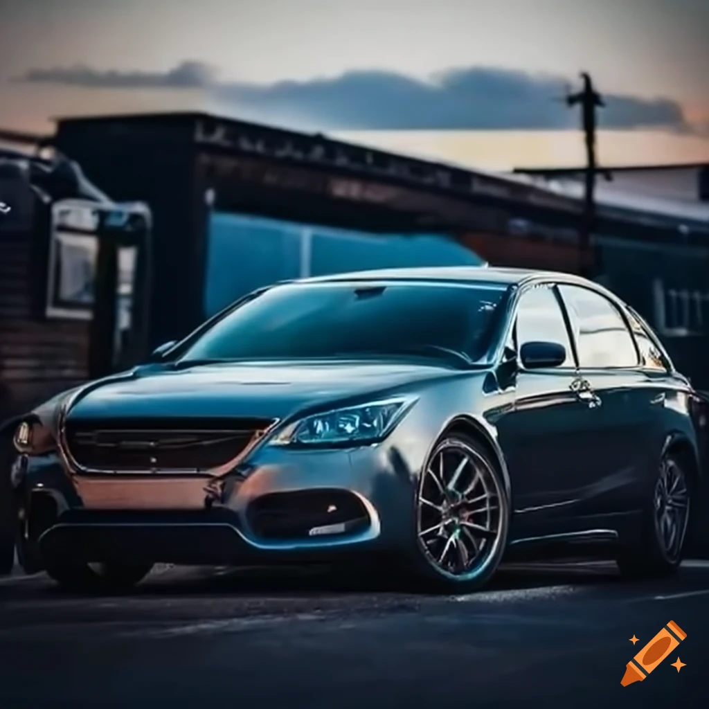 Clean and stylish parked saloon car in a spacious lot