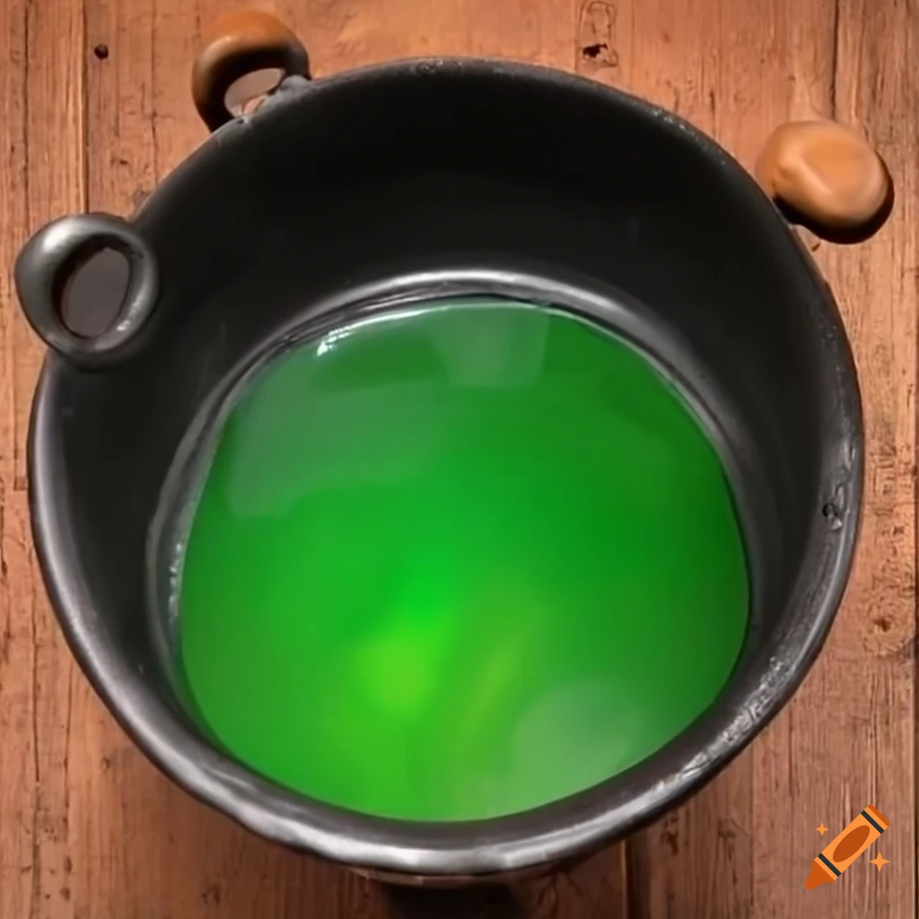 Cauldron with green liquid inside