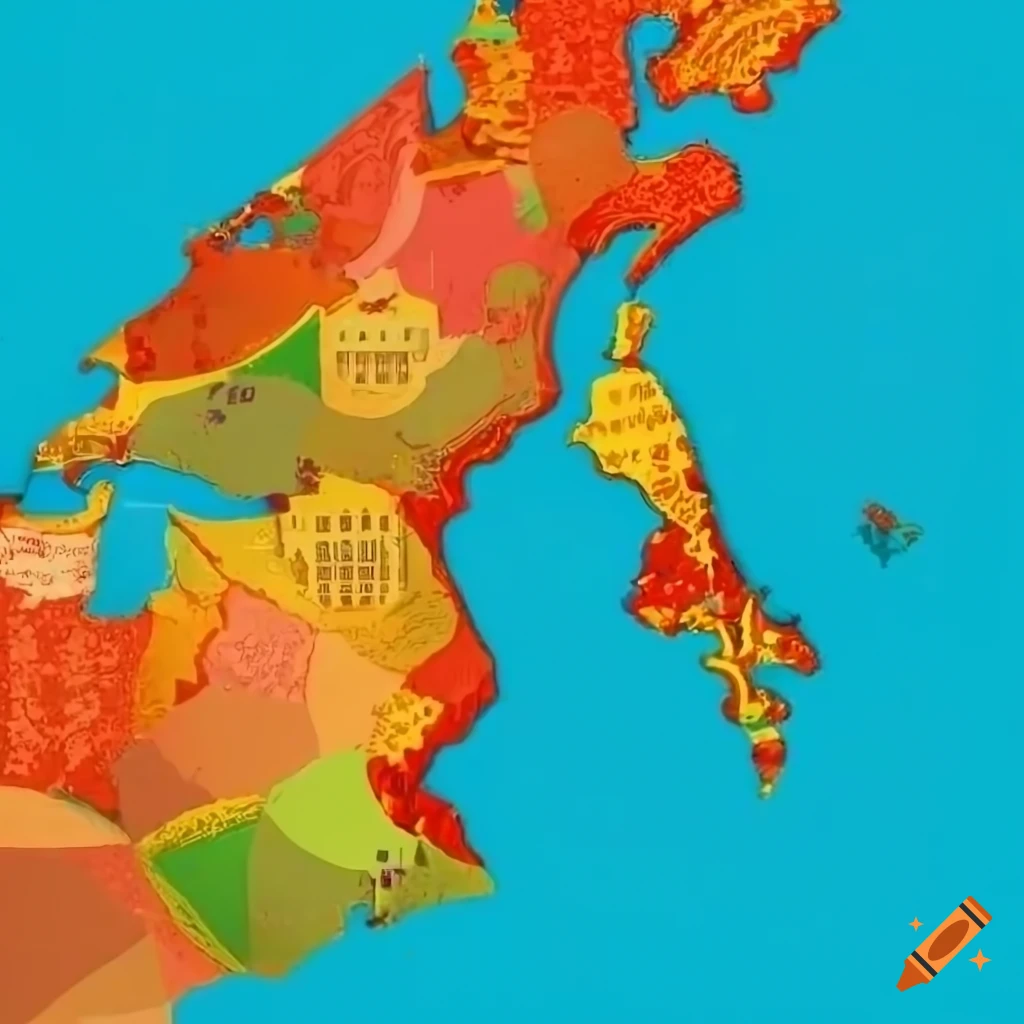 Intricately illustrated map of Europe with landmarks and cities