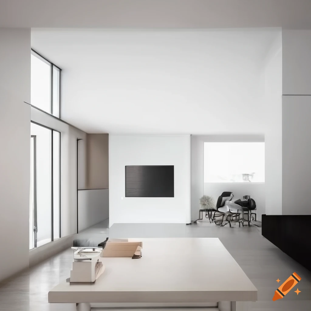 Modern white interior house with a mirror