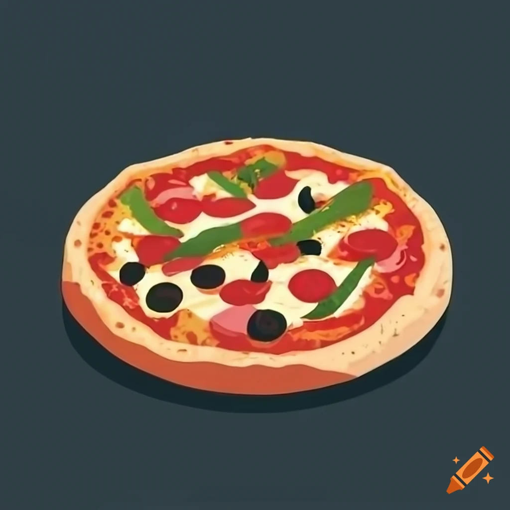 Delicious pizza in flat style