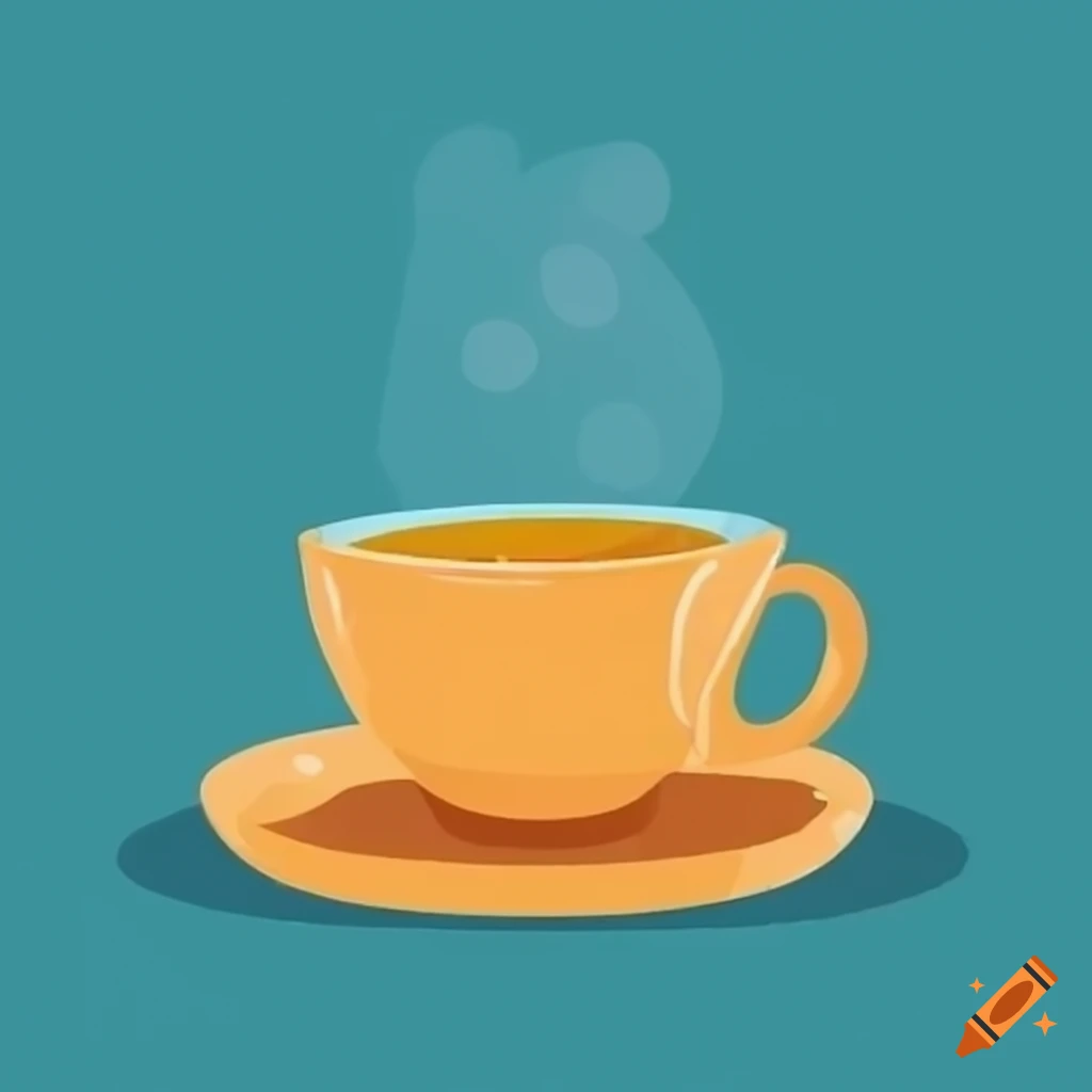 Steaming tea in a flat style mug