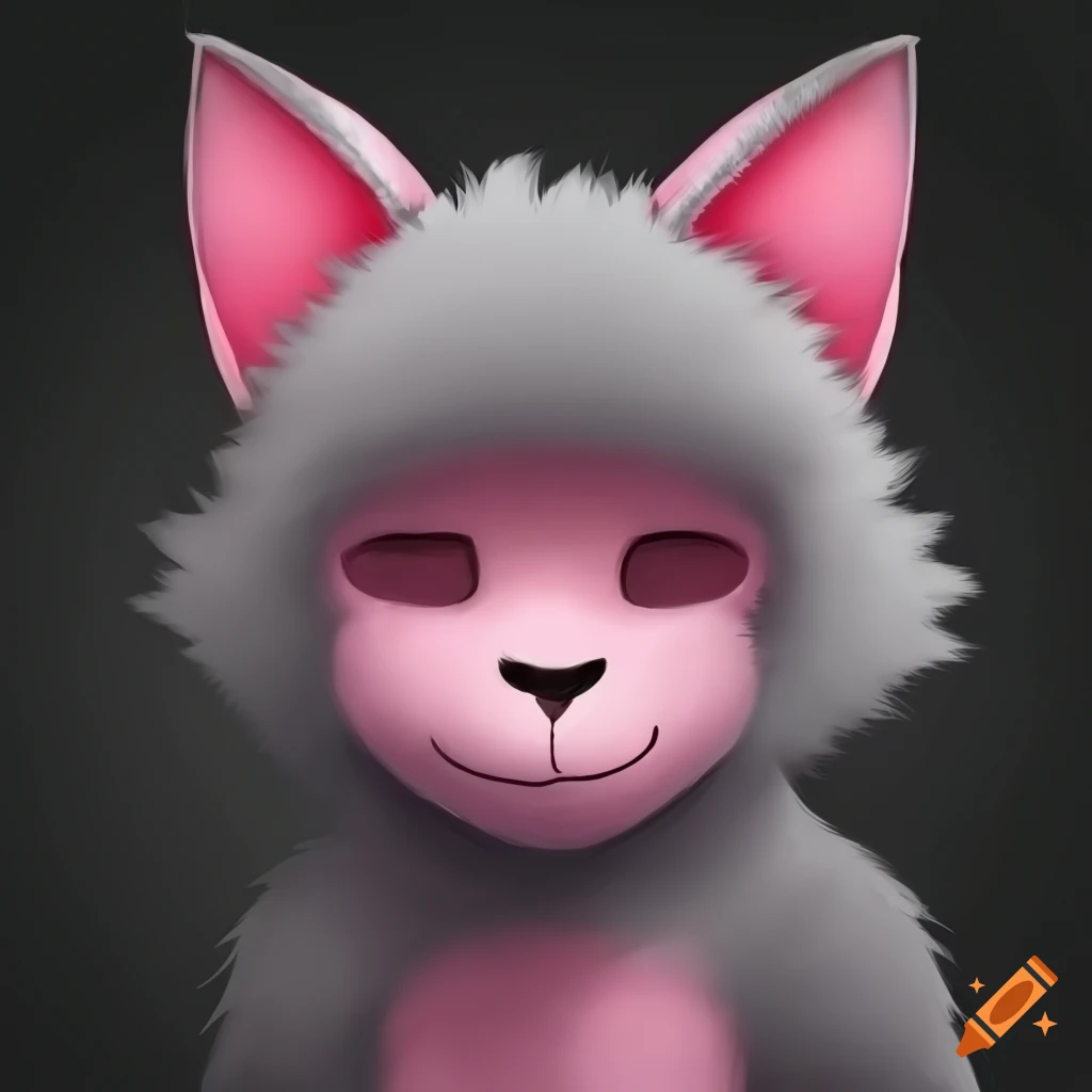 Pink anime monkey with wolf snout and cat ears