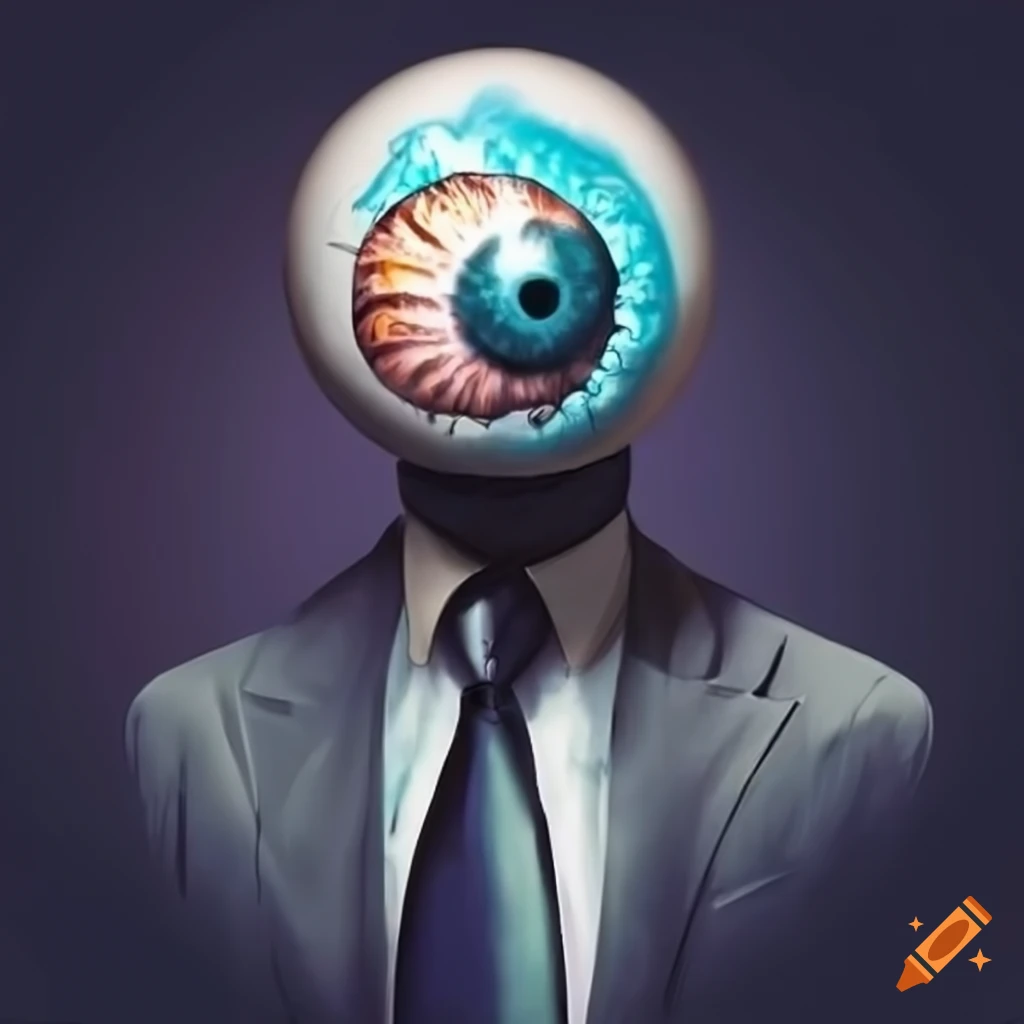 Eyeball man in a suit