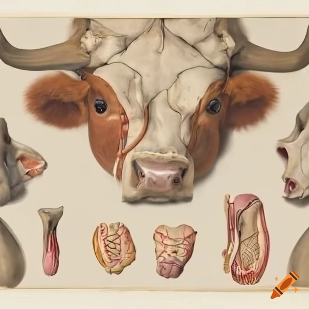 Cow's head internal anatomical structures