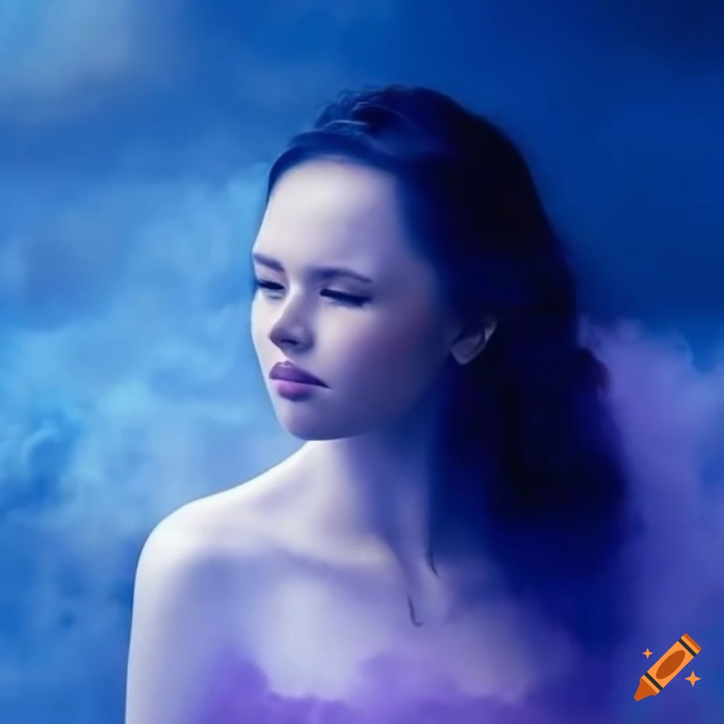 Dreaming girl with smoke and whimsical skies