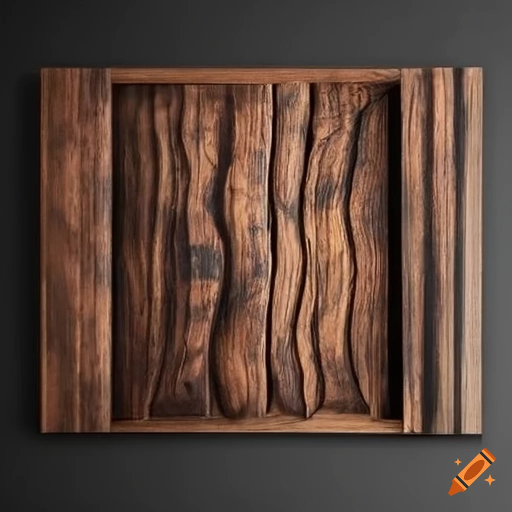 Rustic manly carving line patterns black walnut wall art