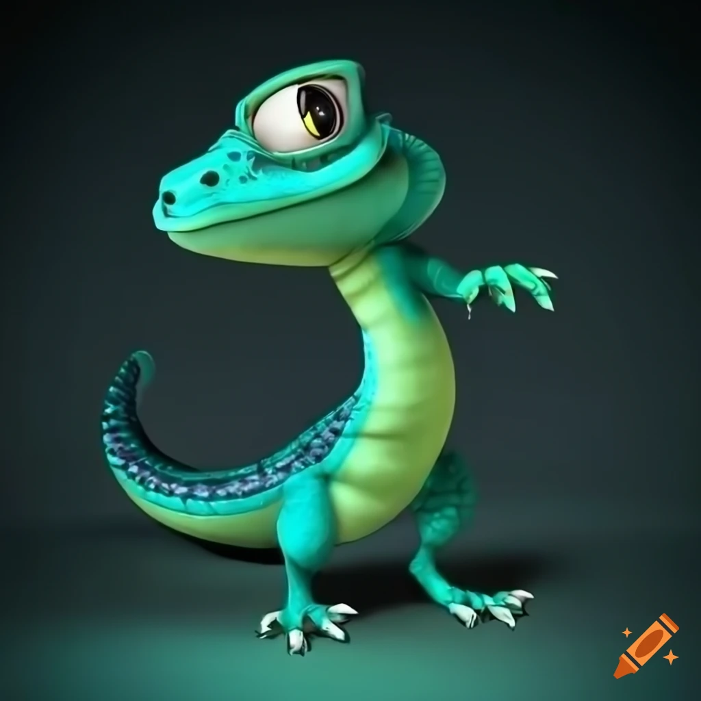 Adorable cartoon anthro lizard with intricate snakelike scales