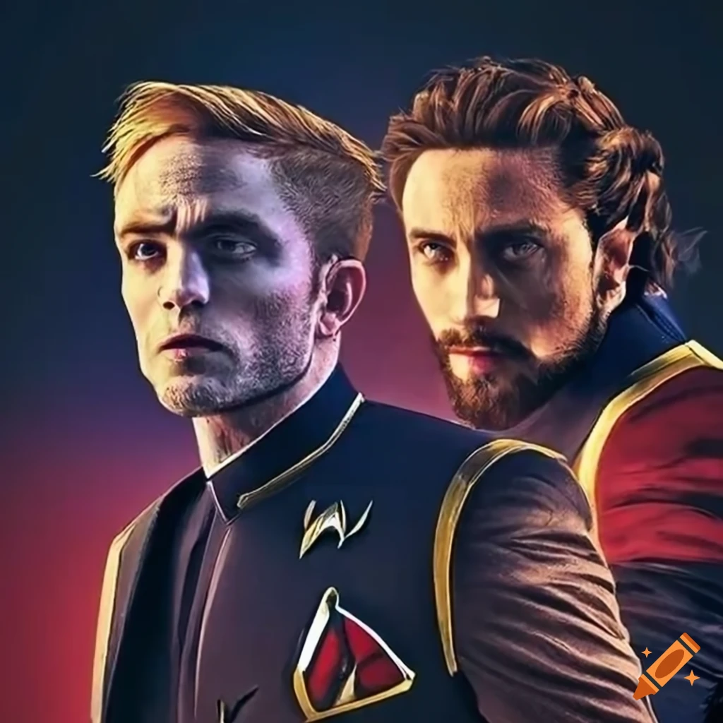 Battle poster art of Robert Pattinson vs. Aaron Taylor-Johnson as James Bond Captain Hero on Star Trek Discovery