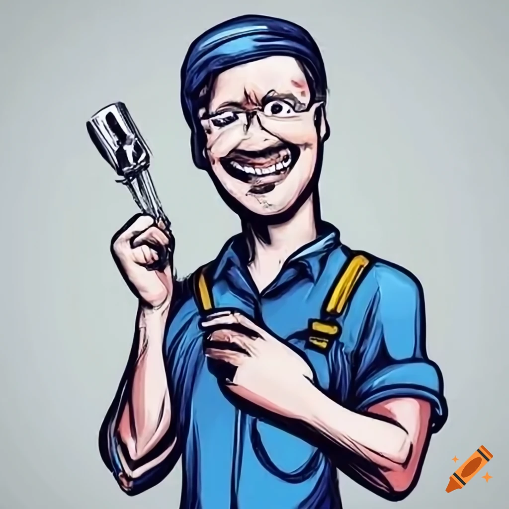 Happy electrician holding a broken cable