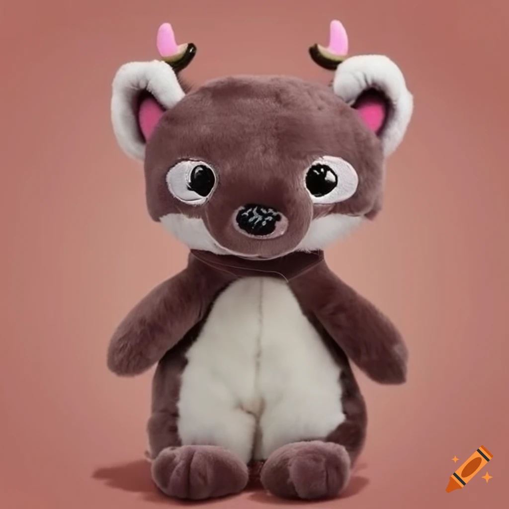 Charming plush marten with tiny horns, perfect for cuddling and accessorizing