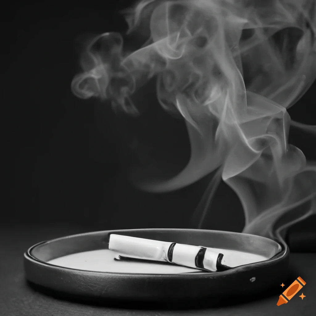 Film Noir style ash tray with cigarette smoke