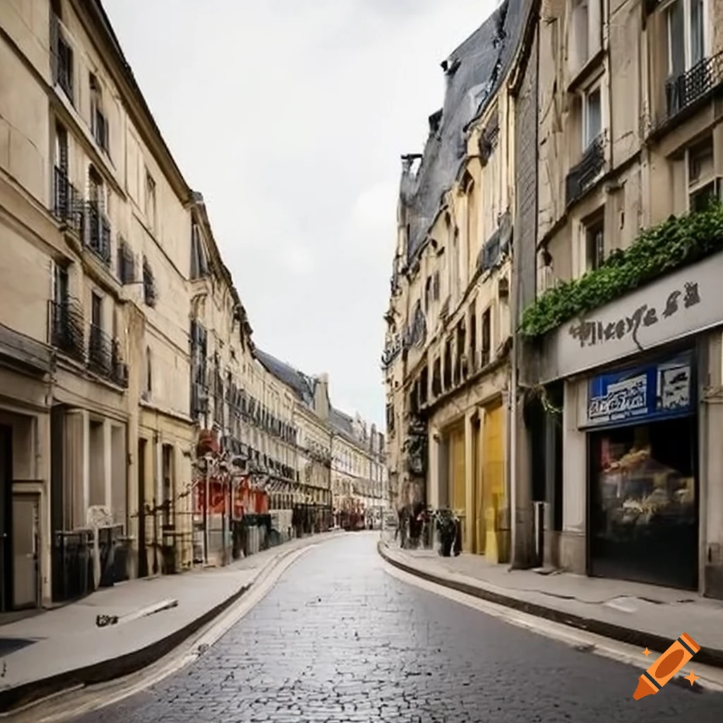 Street in France leading to a supermarket