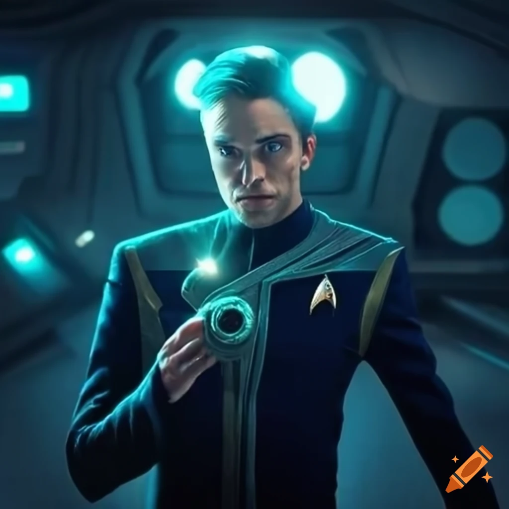 Robert pattinson as a starfleet officer commanding a saucer