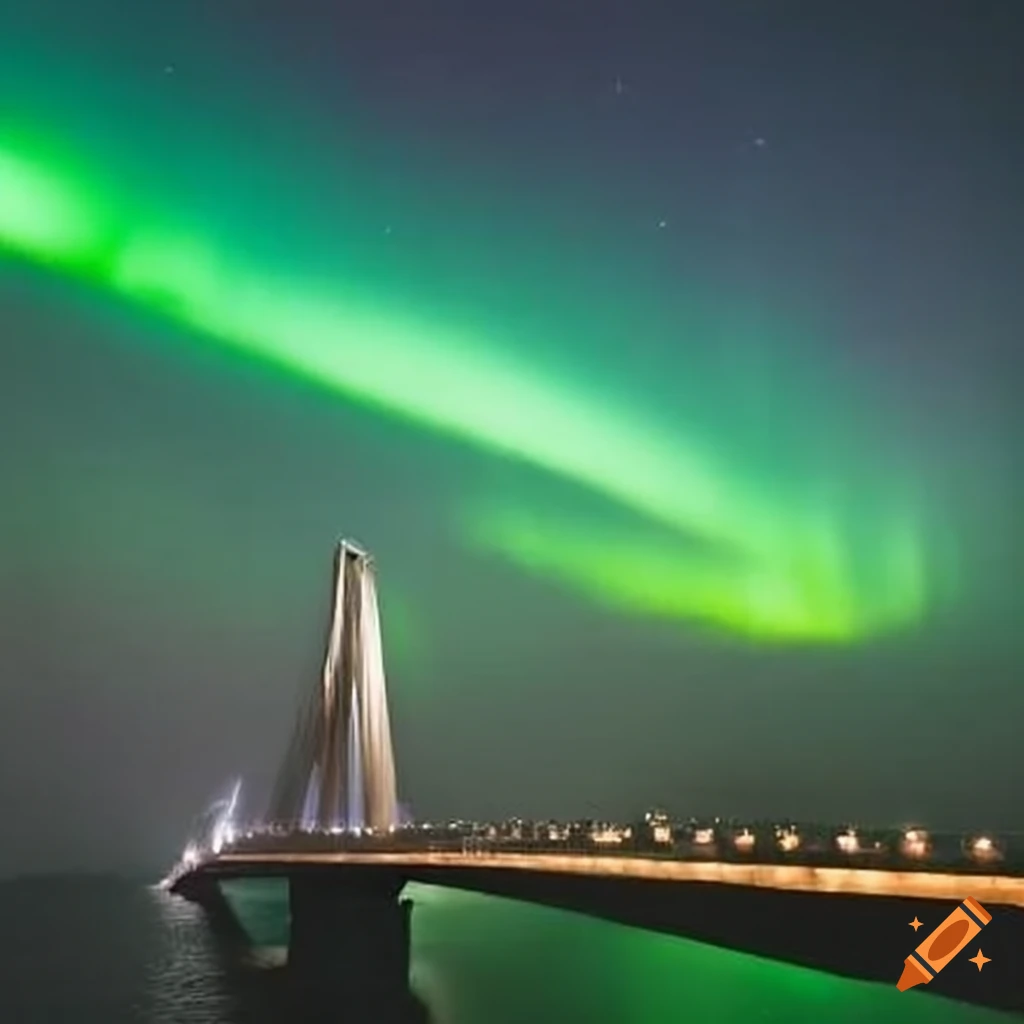 Northern lights above Bandra Sea Link