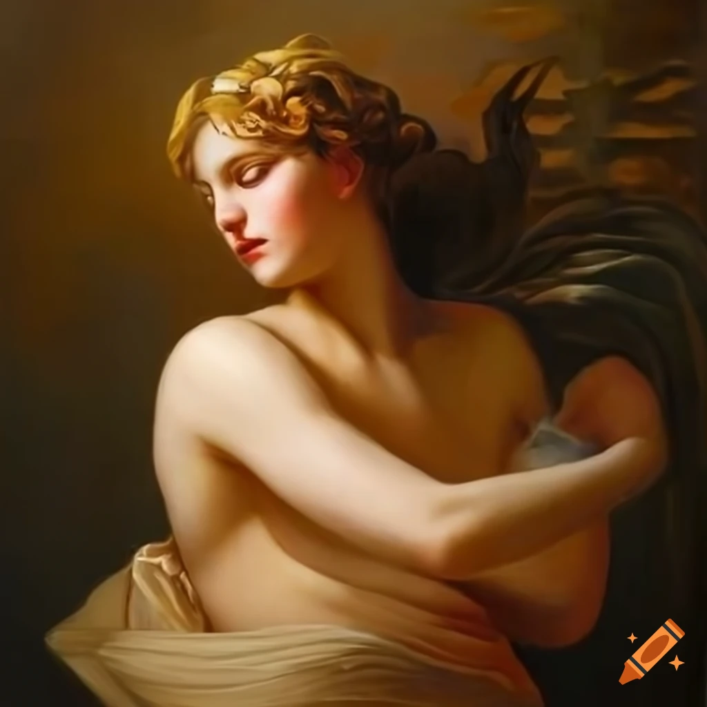 Greek God of beauty and illusion in an oil painting masterpiece