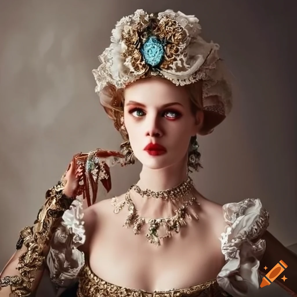 Elegantly dressed person in modern Baroque-inspired attire