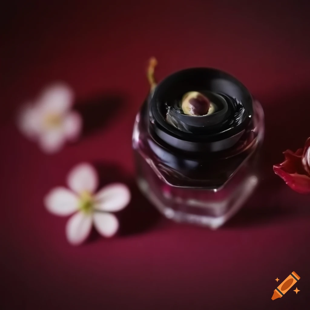 Black cherries and flowers for perfume