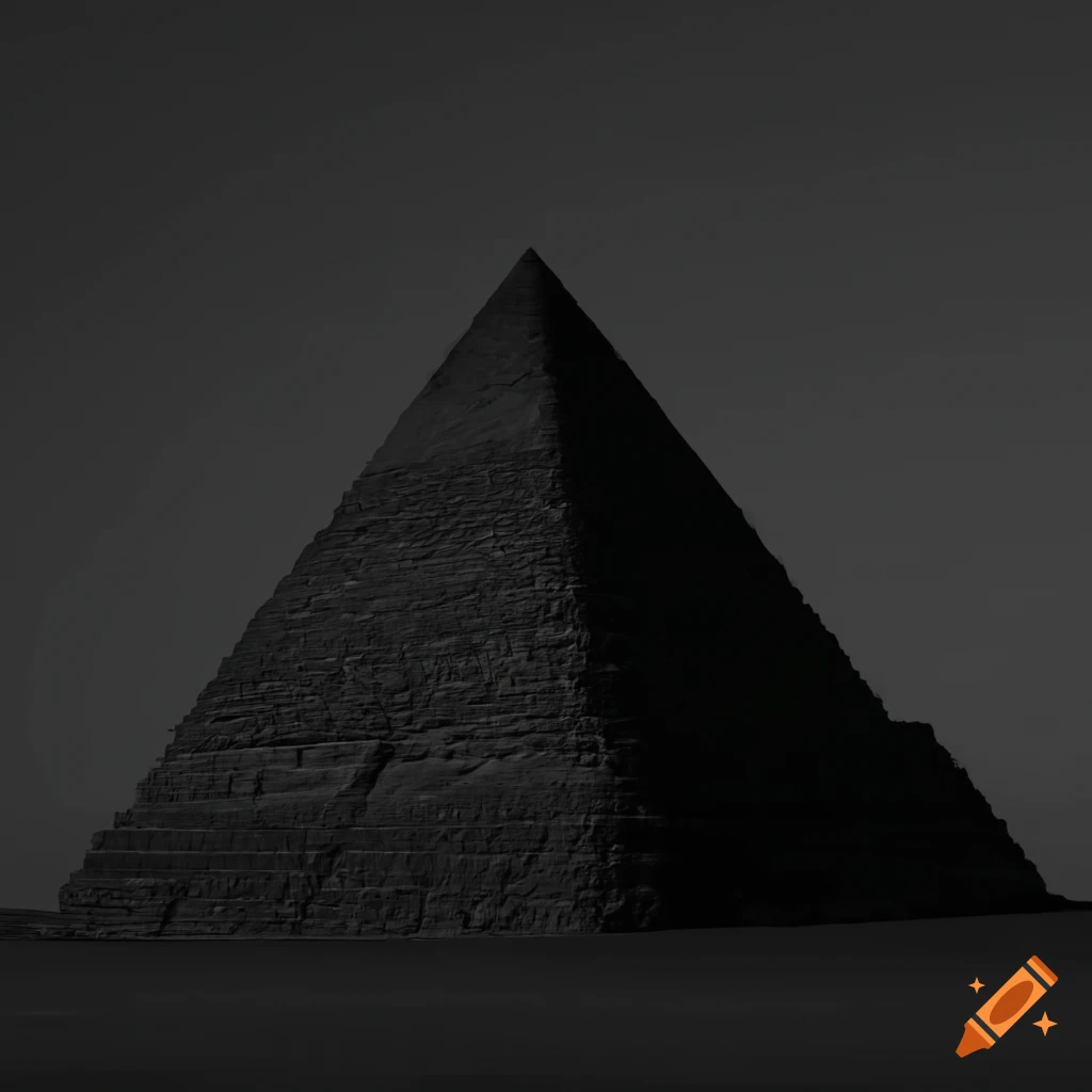 Row of black pyramids with a smaller white pyramid in foreground in 4k resolution