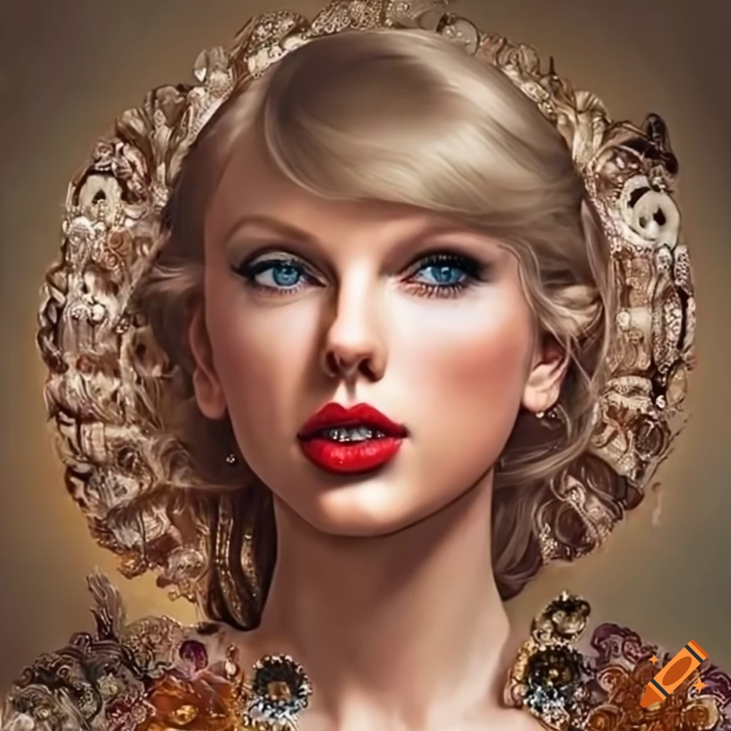 Taylor Swift portrayed as a goddess in a renaissance style painting