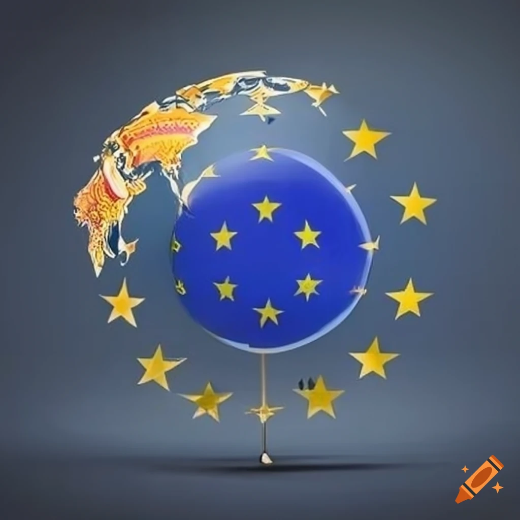 European continent with European flag