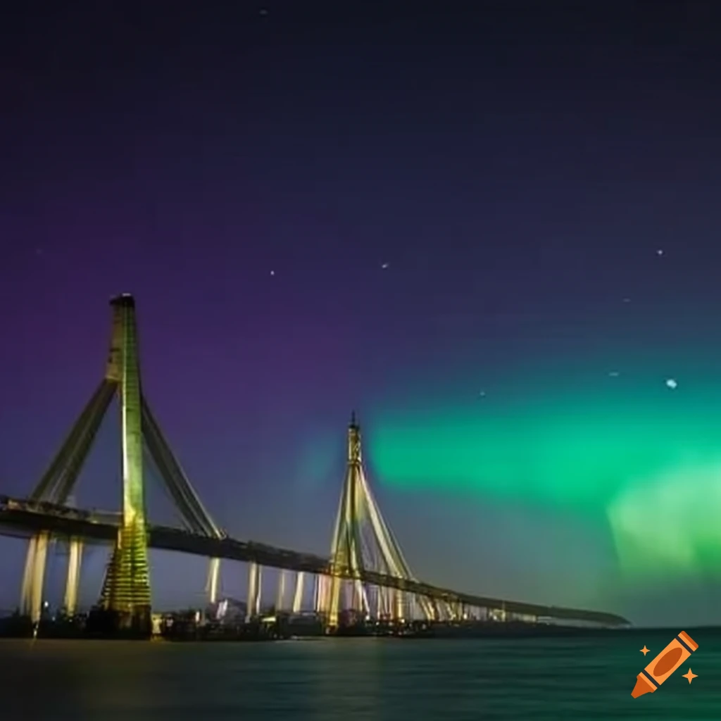 Northern lights above Bandra Sea Link