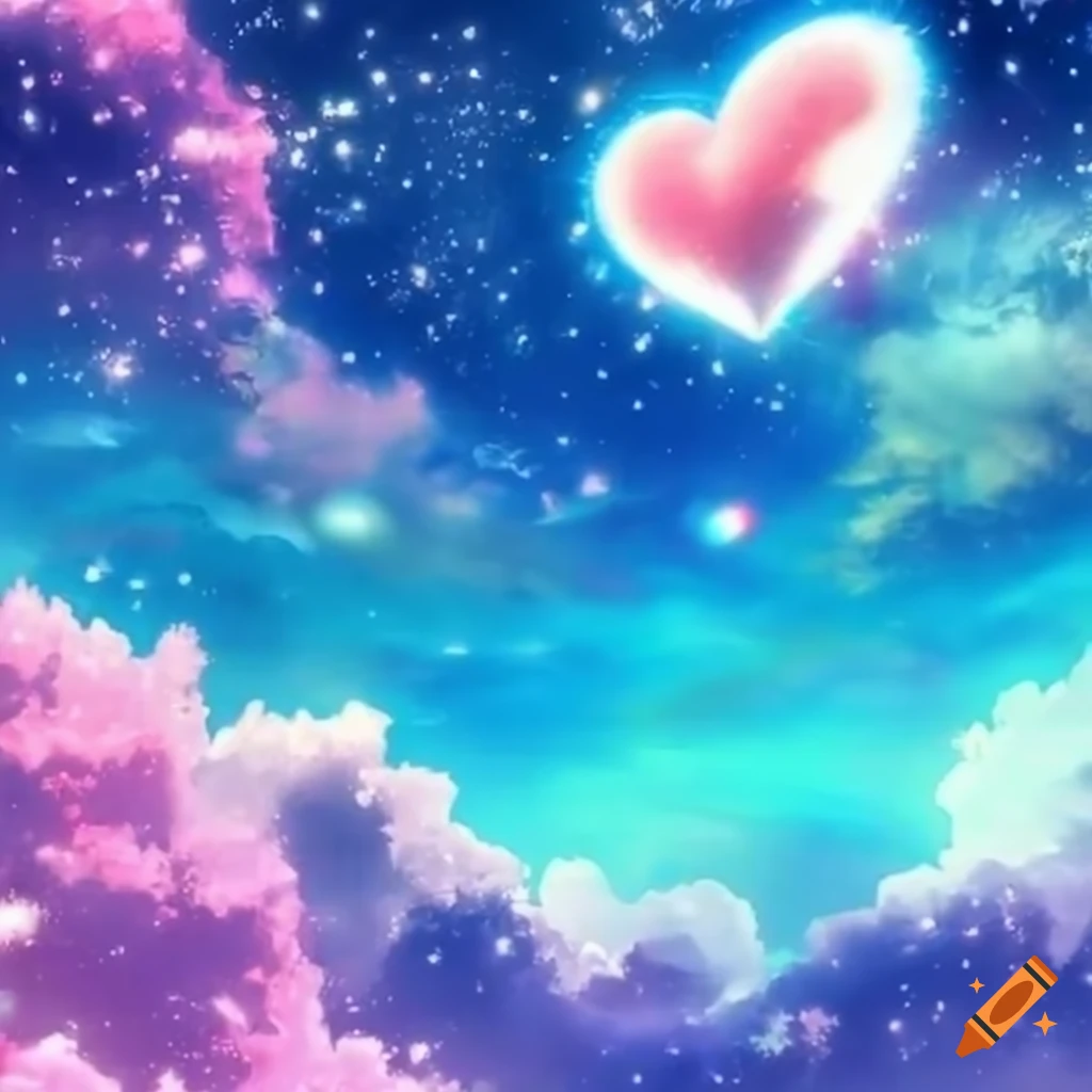 Shiny 3D sky heart anime 2000's wallpaper