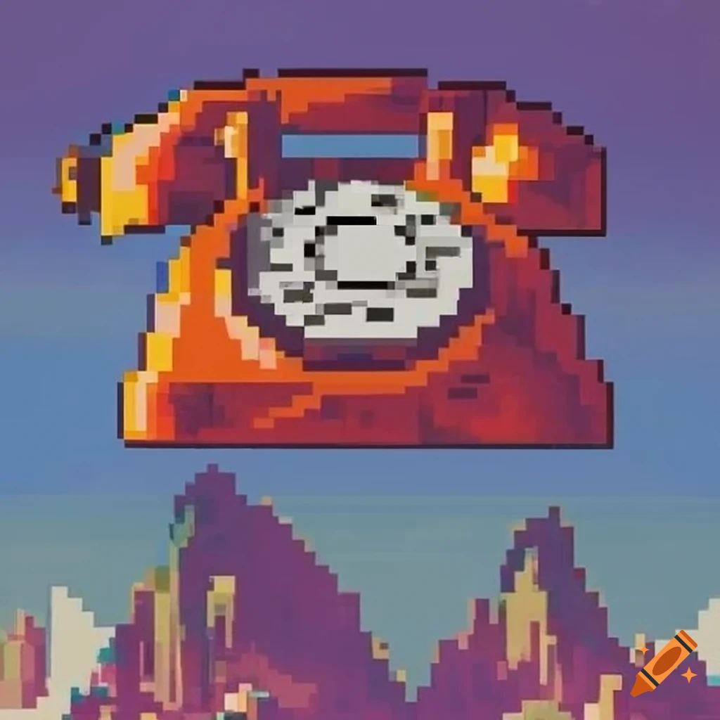 Red phone with pixel art in vintage dragon ball z style on Craiyon
