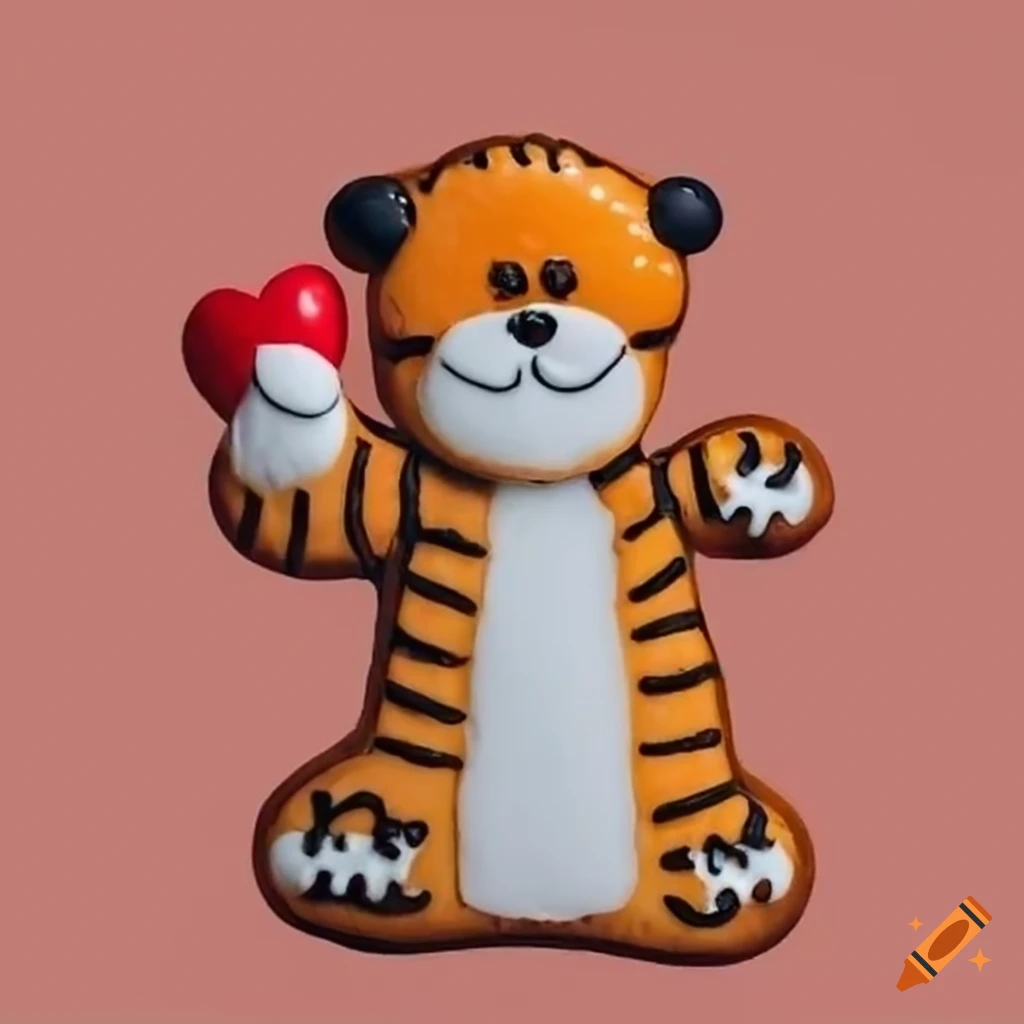Hobbes as gingerbread cookie with a heart decoration