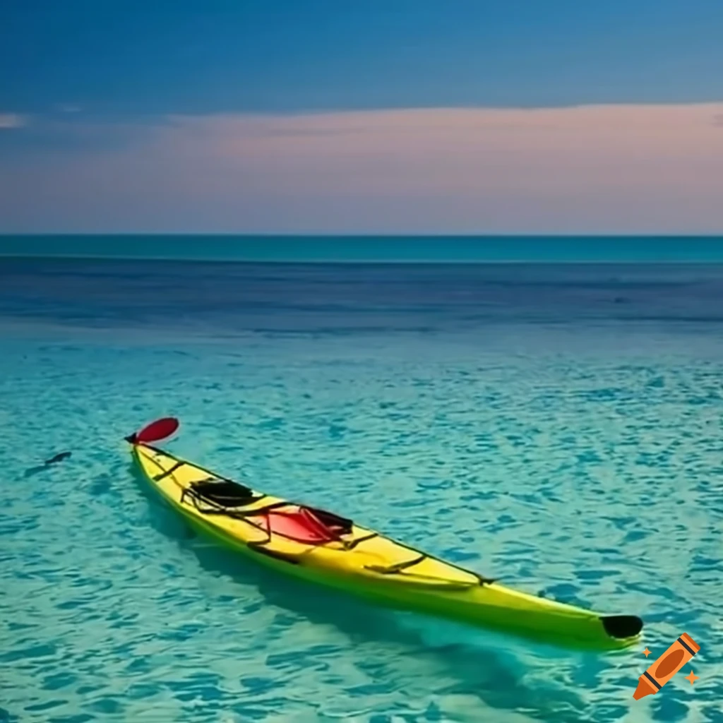 Empty kayak in the middle of the ocean