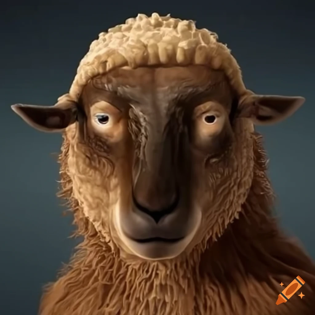 Conceptual illustration of humans evolved from sheep