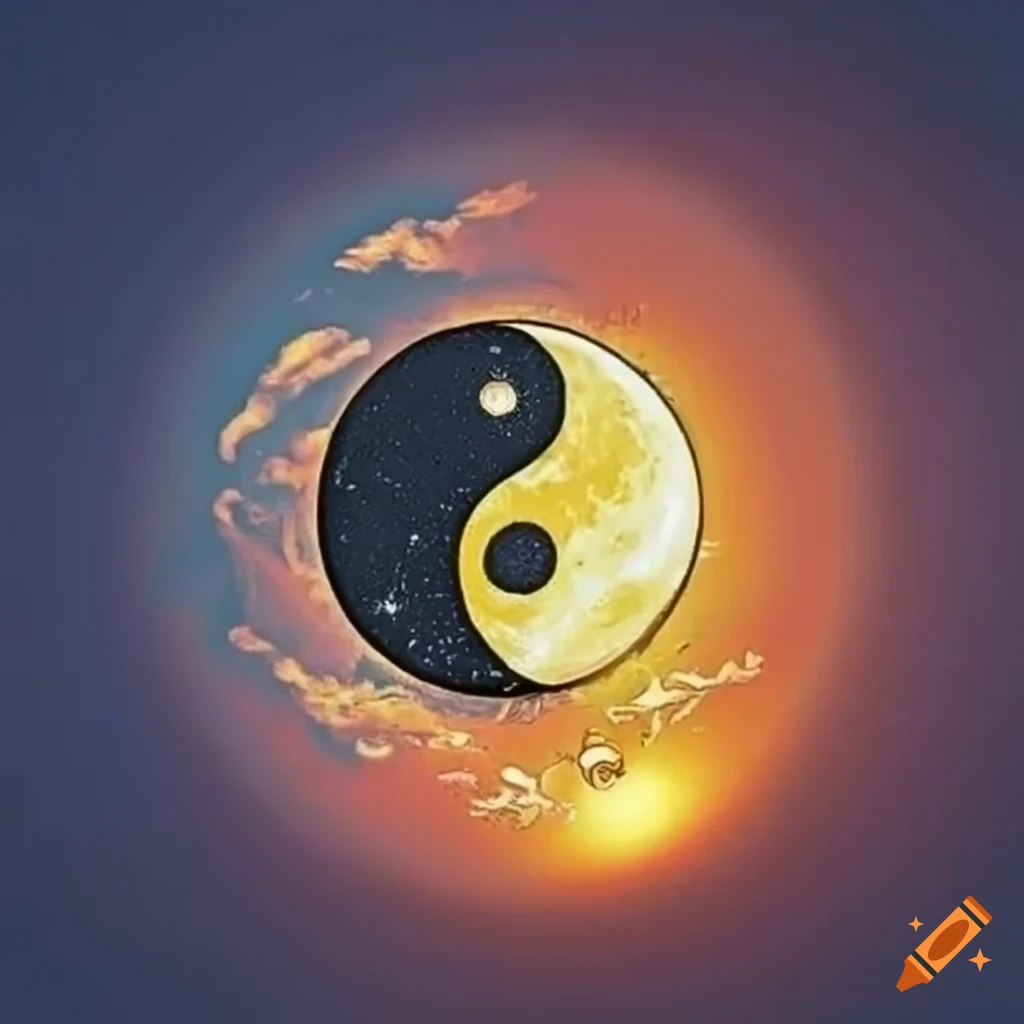 Yin yang symbol with sun in yin and moon in yang on Craiyon