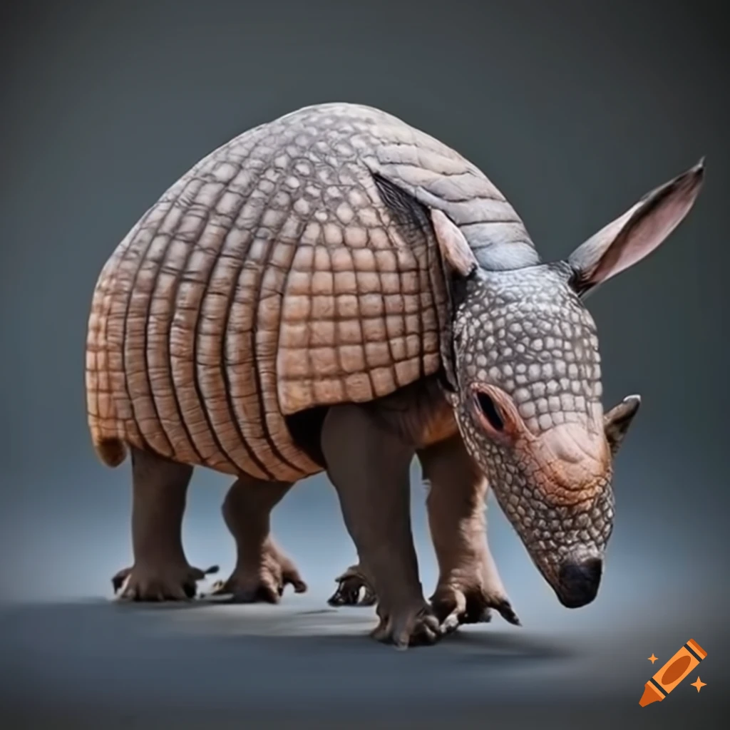 Armadillo rhinoceros hybrid with a horn
