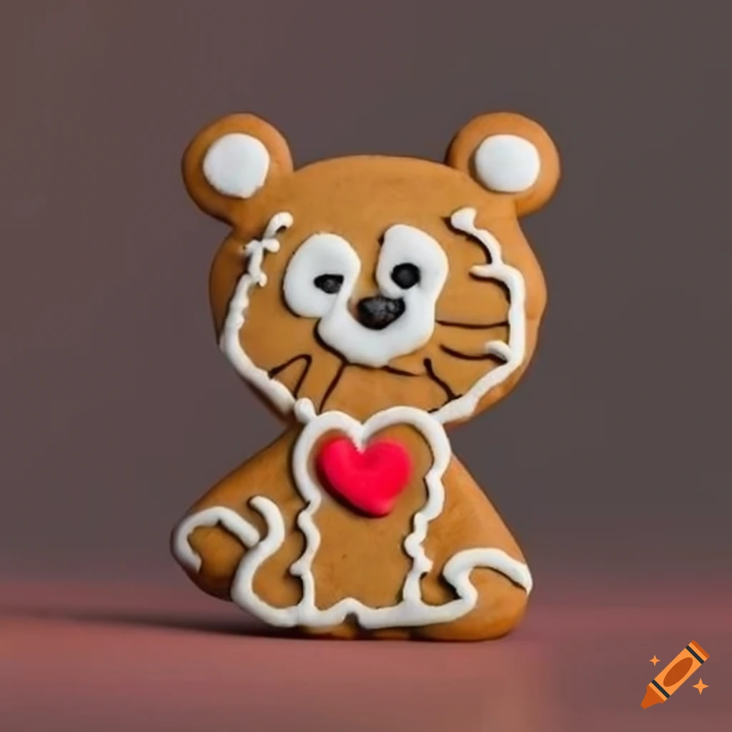 Hobbes gingerbread cookie with heart decoration
