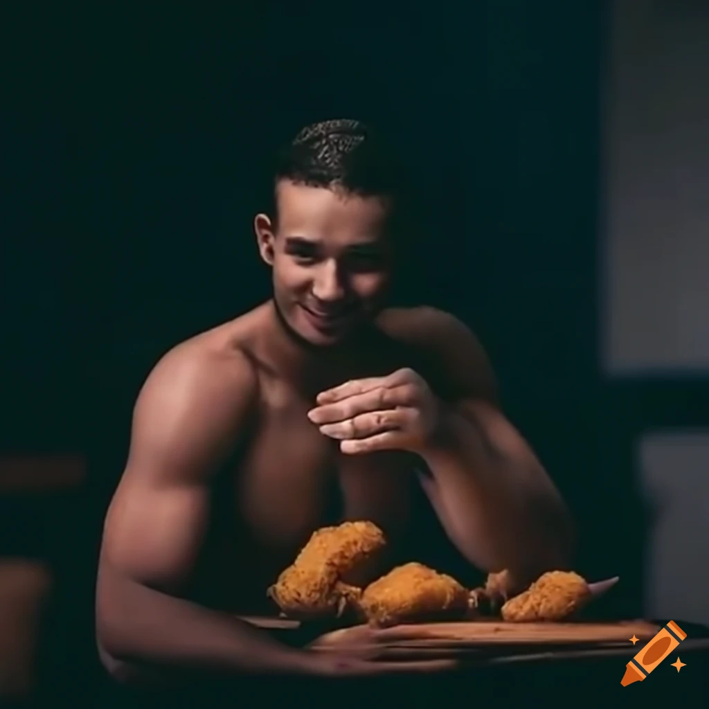 Boxers sharing a moment with chicken nuggets in the training room