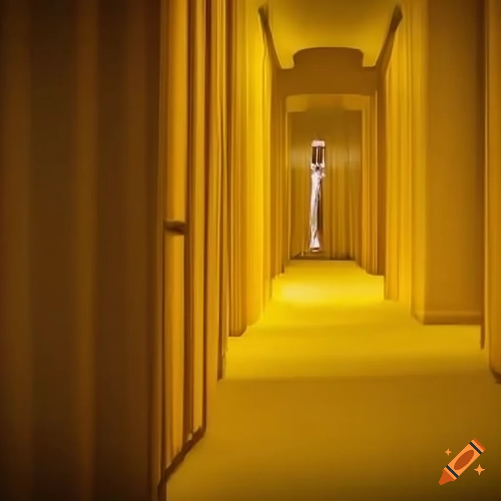 Laberinto de habitaciones amarillo con un mountruo aterrador