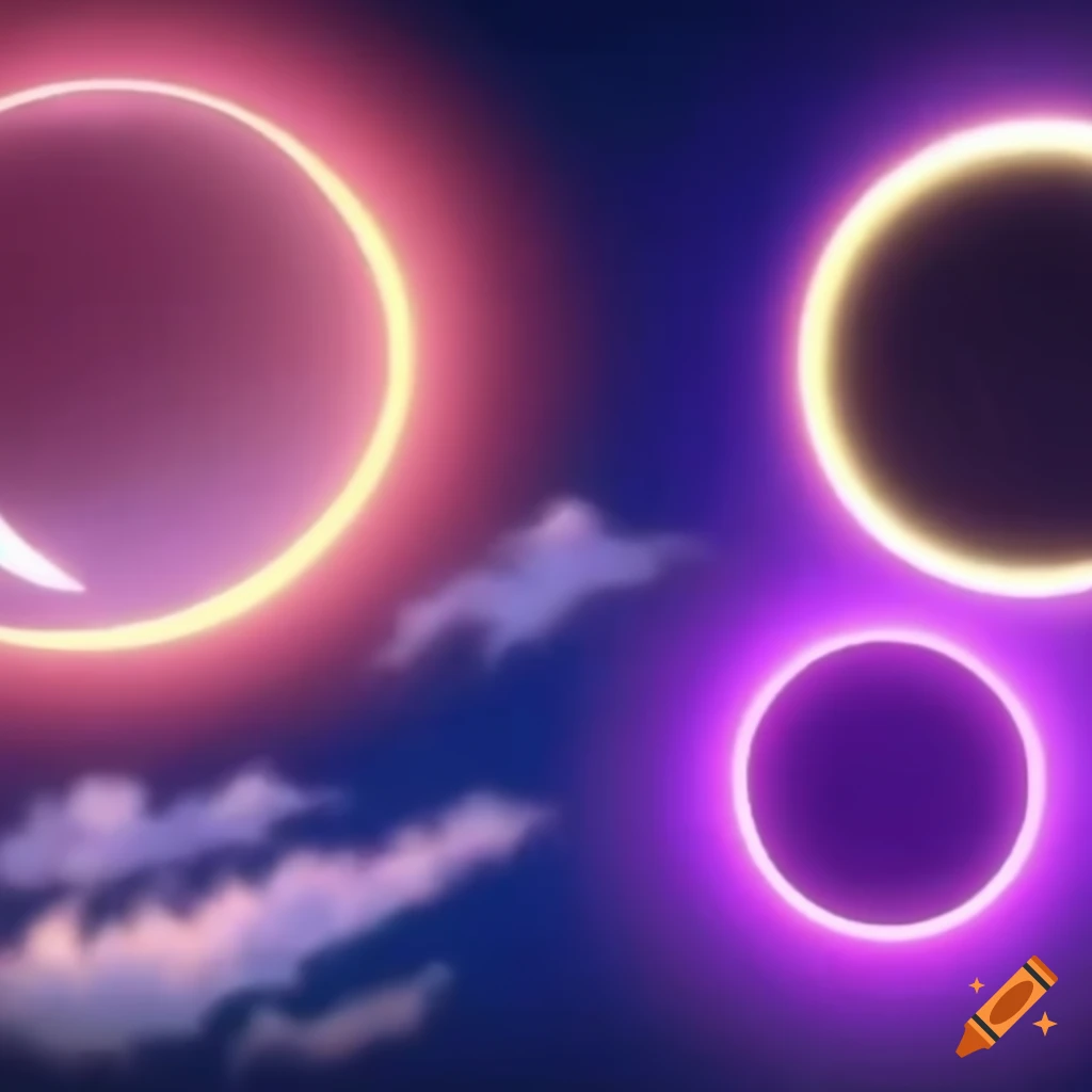 Shiny 3D dazzling heart eclipse with 2000's Japanese text