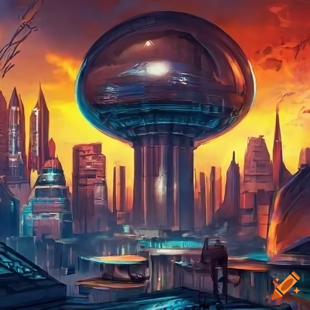 Futuristic sci-fi buildings inspired by Jim Burns in high resolution ...