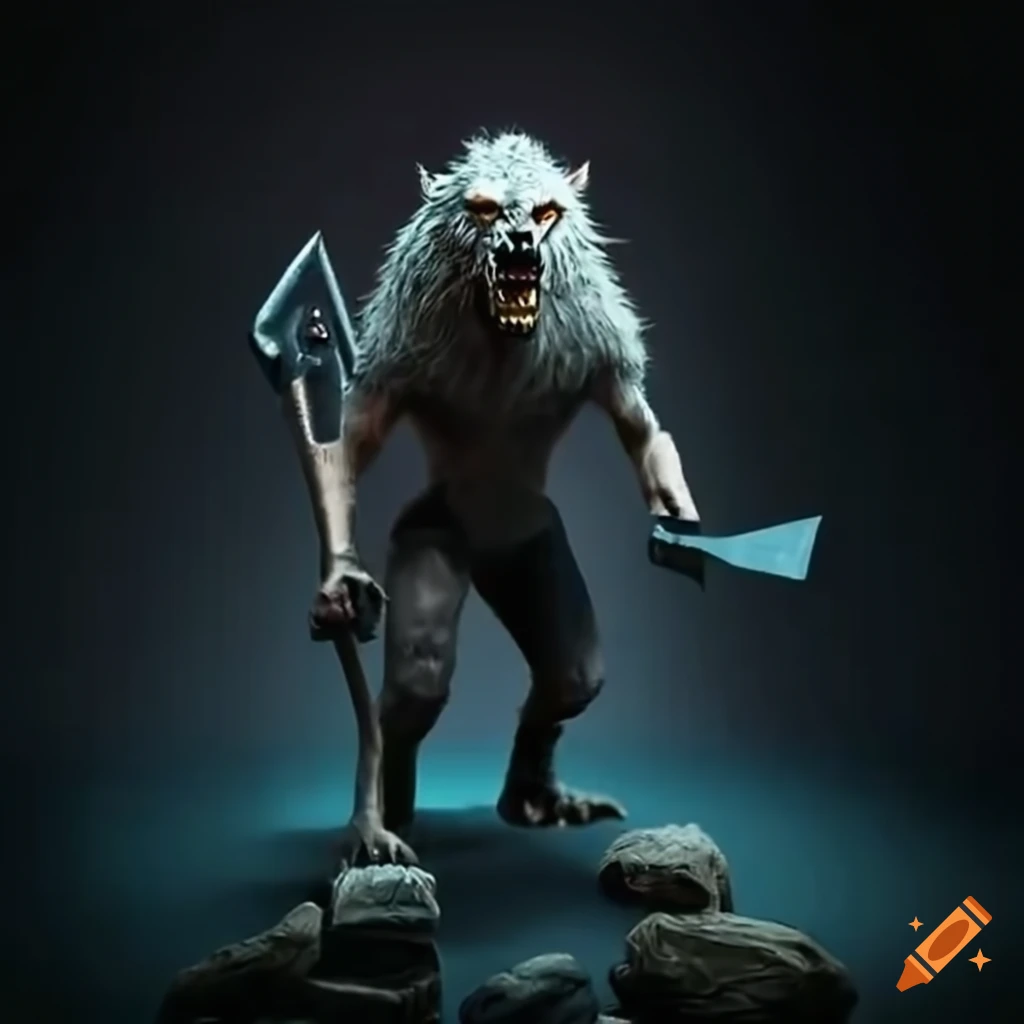 Werewolf with shovel and metal detector