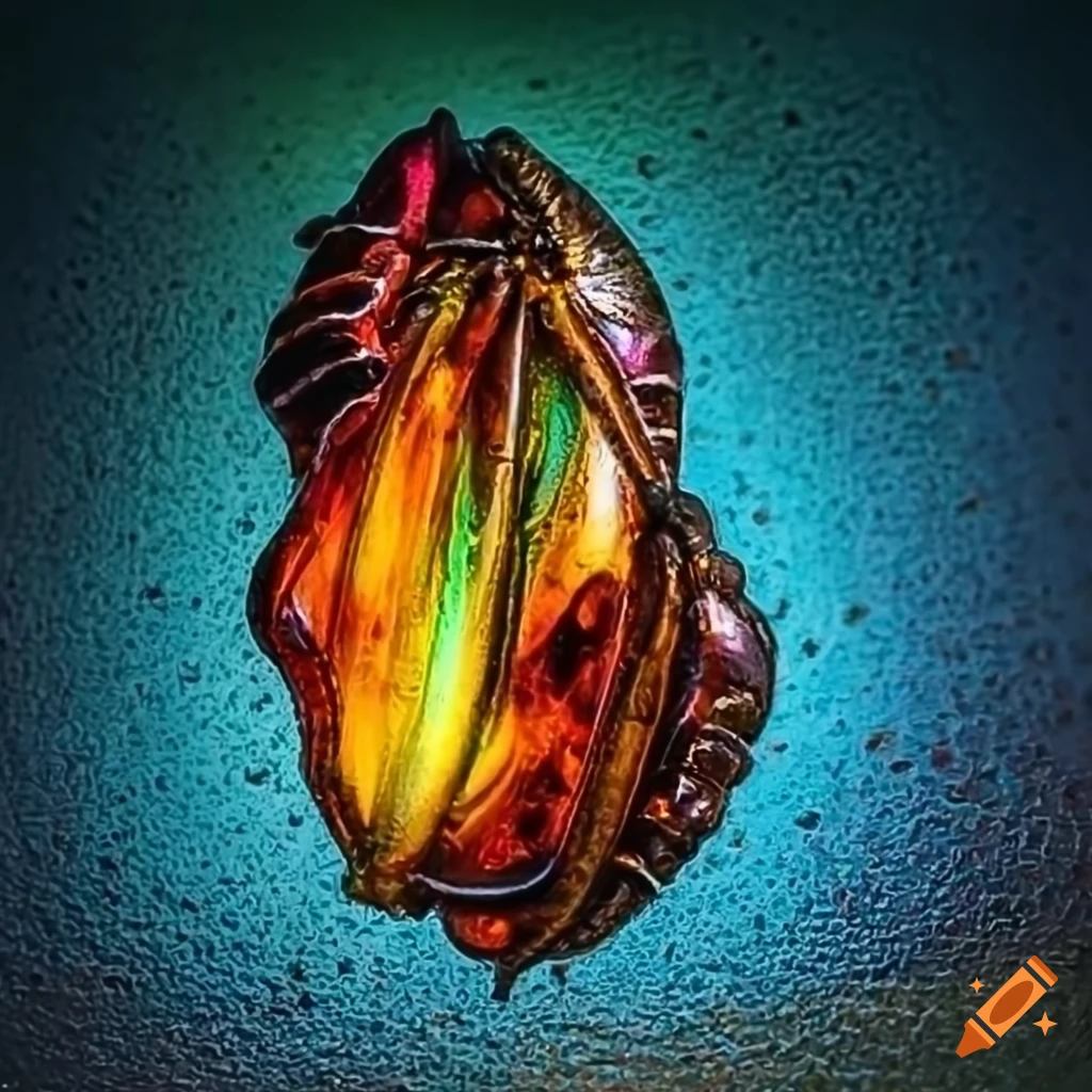 Colorful amber gemstones with tribal copper metal-plated design