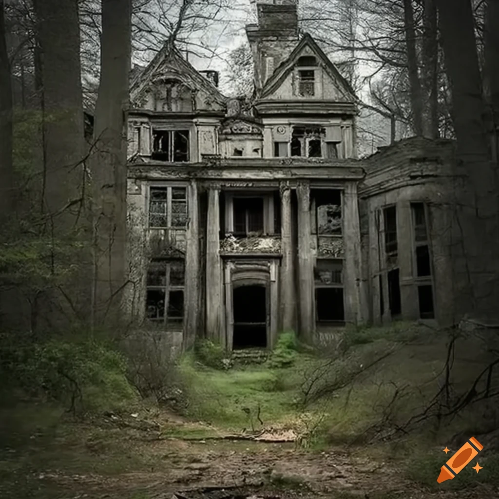 Abandoned mansion hidden in the spooky woods